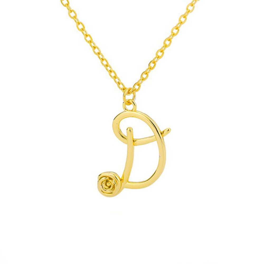 Letter Flower Necklace - Letter D